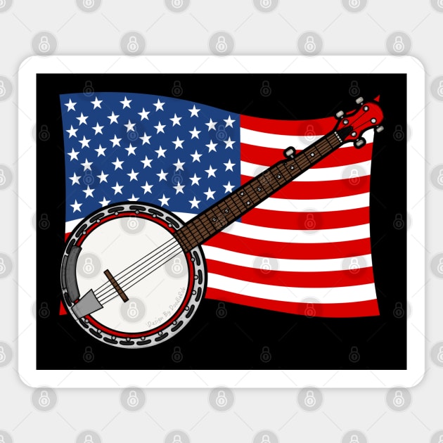 4th July Banjo America Rocks USA Flag Banjoist Magnet by doodlerob